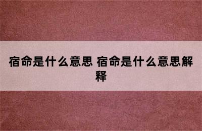 宿命是什么意思 宿命是什么意思解释